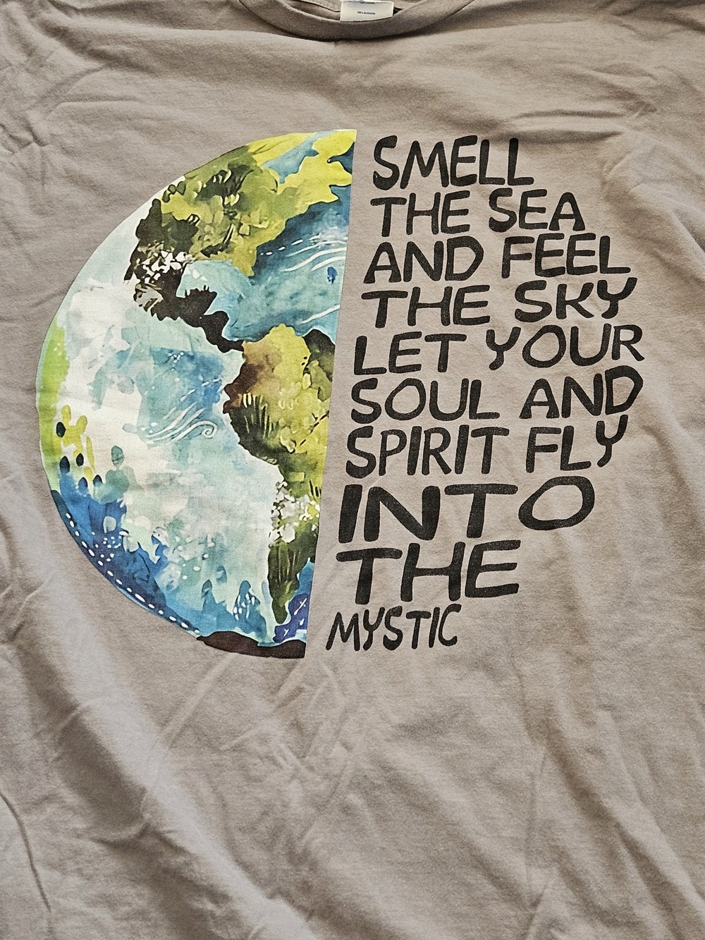Into The Mystic Gray Graphic Tee - Van MORRISON LYRIC XL